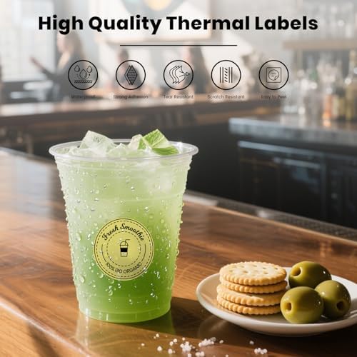 500 Stück Blau 38 mm Runde Thermo-Etiketten Rolle - Selbstklebend, wasserdicht für Büro und Versand