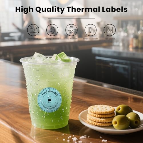 500 Stück Blau 38 mm Runde Thermo-Etiketten Rolle - Selbstklebend, wasserdicht für Büro und Versand