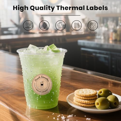 500 Stück Blau 38 mm Runde Thermo-Etiketten Rolle - Selbstklebend, wasserdicht für Büro und Versand