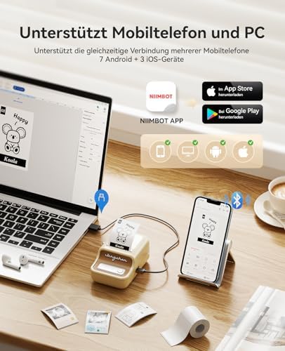 NIIMBOT Etikettendrucker B21 Pro, 300dpi Bluetooth Beschriftungsgerät für Lernen und Scrapbooking, Lila