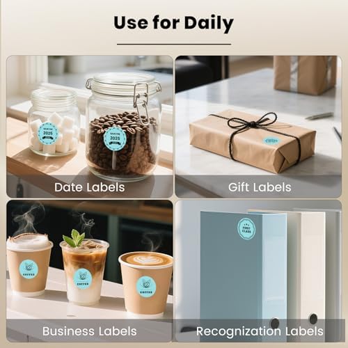 500 Stück Blau 38 mm Runde Thermo-Etiketten Rolle - Selbstklebend, wasserdicht für Büro und Versand