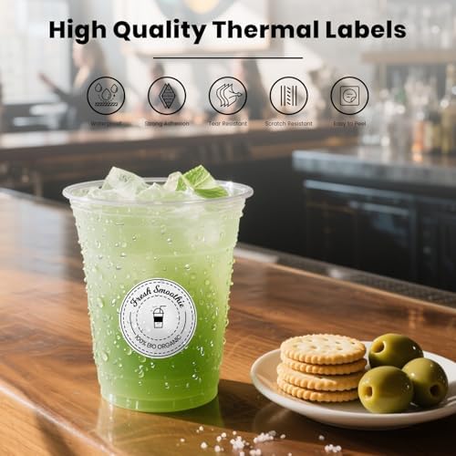 500 Stück Blau 38 mm Runde Thermo-Etiketten Rolle - Selbstklebend, wasserdicht für Büro und Versand