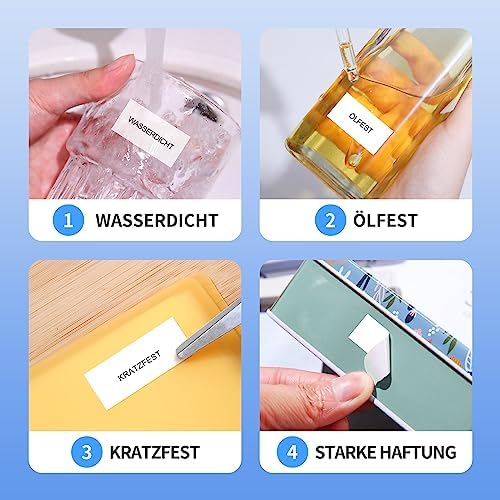 NIIMBOT H1S Etikettendrucker - Selbstklebende, kontinuierliche Thermo-Etiketten 15mm x 7,5m für Schule, Büro und Zuhause