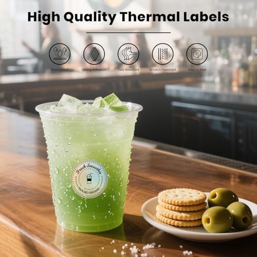 500 Stück Blau 38 mm Runde Thermo-Etiketten Rolle - Selbstklebend, wasserdicht für Büro und Versand
