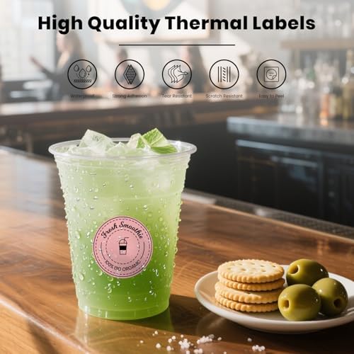500 Stück Blau 38 mm Runde Thermo-Etiketten Rolle - Selbstklebend, wasserdicht für Büro und Versand