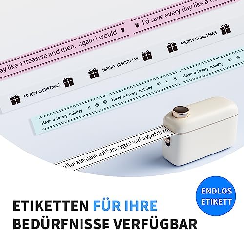 NIIMBOT H1S Etikettendrucker - Selbstklebende, kontinuierliche Thermo-Etiketten 15mm x 7,5m für Schule, Büro und Zuhause