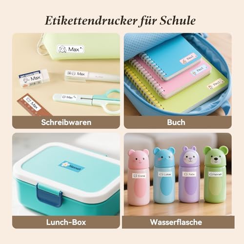 NIIMBOT D110 Bluetooth Namensaufkleber Etikettendrucker - 155 wasserdichte Etiketten für Zuhause, Büro, Schule und Kinde