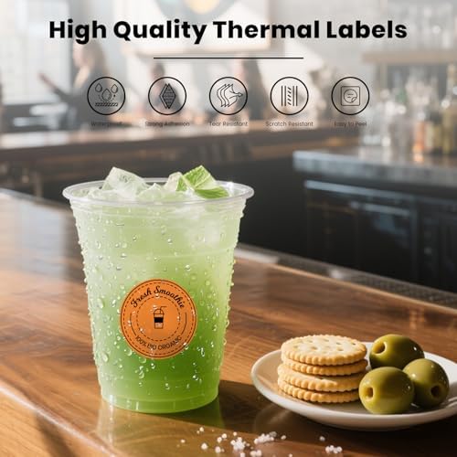 500 Stück Blau 38 mm Runde Thermo-Etiketten Rolle - Selbstklebend, wasserdicht für Büro und Versand