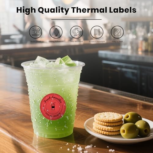 500 Stück Blau 38 mm Runde Thermo-Etiketten Rolle - Selbstklebend, wasserdicht für Büro und Versand