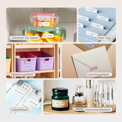 NIIMBOT D110 Bluetooth Namensaufkleber Etikettendrucker - 155 wasserdichte Etiketten für Zuhause, Büro, Schule und Kinde