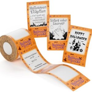 NIIMBOT Halloween Etiketten 50x80mm für B21Pro, 100 Aufkleber für Fotos & DIY, Geisterdesign
