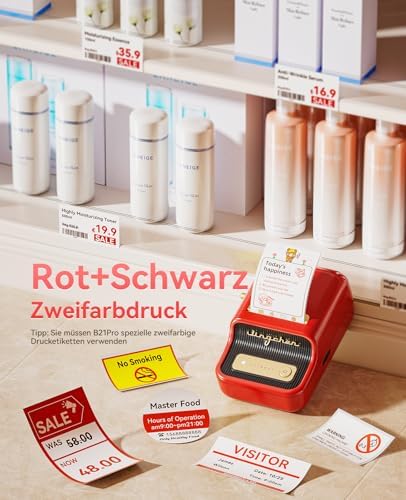 NIIMBOT Etikettendrucker B21 Pro, 300dpi Bluetooth Beschriftungsgerät für Lernen und Scrapbooking, Lila