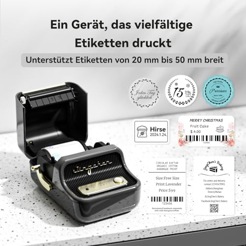 NIIMBOT B21 Etikettendrucker – Tragbares Bluetooth-Beschriftungsgerät für Büro & Einzelhandel, schwarz