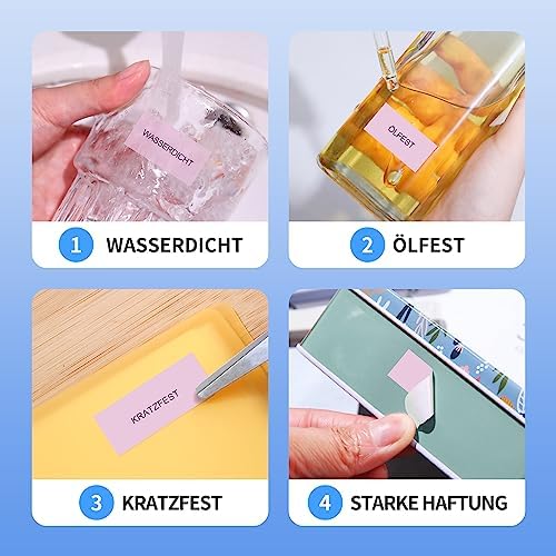 NIIMBOT H1S Etikettendrucker - Selbstklebende, kontinuierliche Thermo-Etiketten 15mm x 7,5m für Schule, Büro und Zuhause