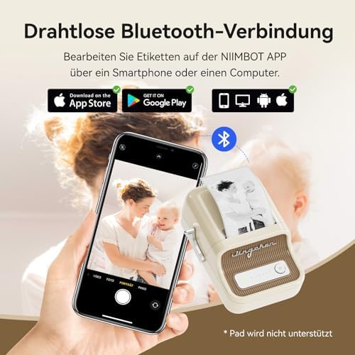 NIIMBOT B21 Etikettendrucker – Tragbares Bluetooth-Beschriftungsgerät für Büro & Einzelhandel, schwarz