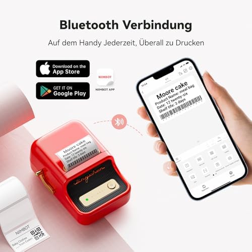 NIIMBOT B21 Etikettendrucker – Tragbares Bluetooth-Beschriftungsgerät für Büro & Einzelhandel, schwarz