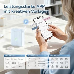 NIIMBOT Etikettendrucker D110 Upgrade – Tragbares Mini Bluetooth Beschriftungsgerät für Zuhause, Schule und Büro, Selbst