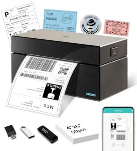 ORGBRO Bluetooth Etikettendrucker Z1 Plus - Schneller Thermodrucker für 4x6 Versandetiketten, kompatibel mit DHL, Amazon
