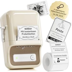NIIMBOT Etikettendrucker B21 - Bluetooth Beschriftungsgerät für Lernen & Scrapbooking, inklusive 230 ClimeCo-zertifizier